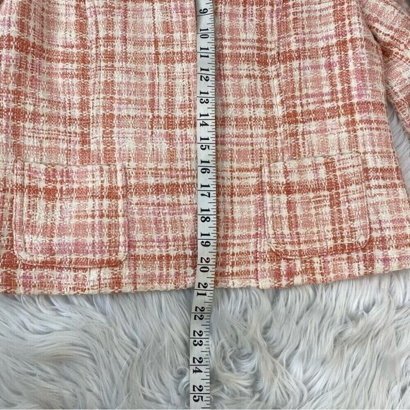 Talbots Women's Y2K Pink Gracie Collarless Plaid Tweed Career Blazer‎ 6/C36 - Picture 8 of 11